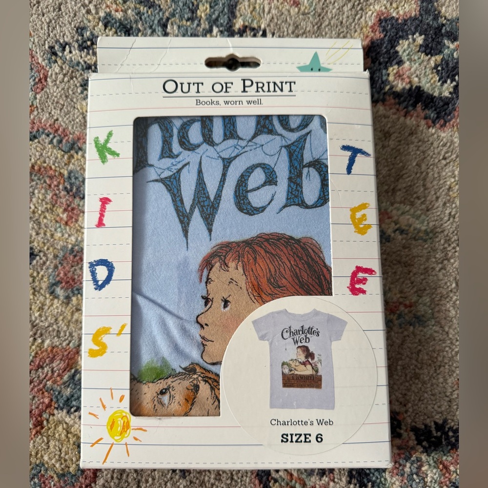 New Kid’s Charlotte’s Web T Shirt, Size 6 Youth, Unisex, Boy’s, Girl’s